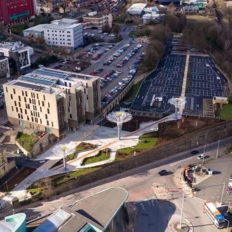 An aerial view. 