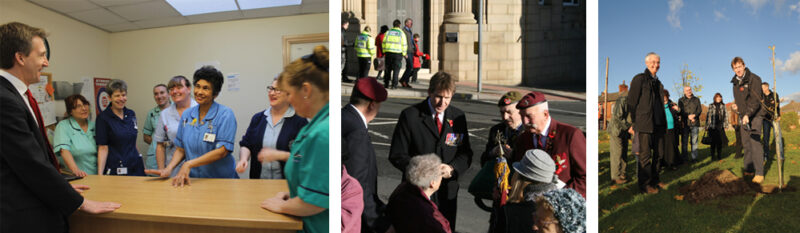 Dan meeting constituents.